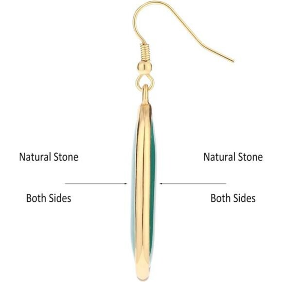 Natural Crystal Stone Dangle Earrings Gold Plated Drop Earrings for Women Gift - Picture 4 of 8